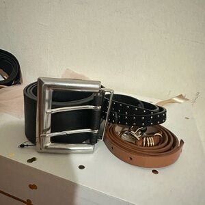 Zara Black, Brown, and Tan Belt Trio